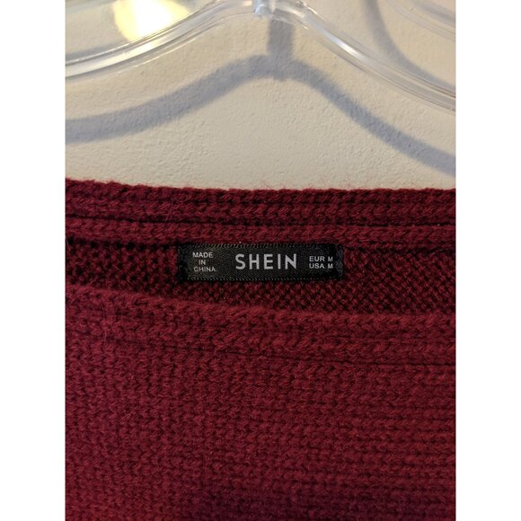 Womens Red Belted Cozy Knit Sweater Boat Neck Long Sleeve Glam Fall Winter M - Picture 7 of 9